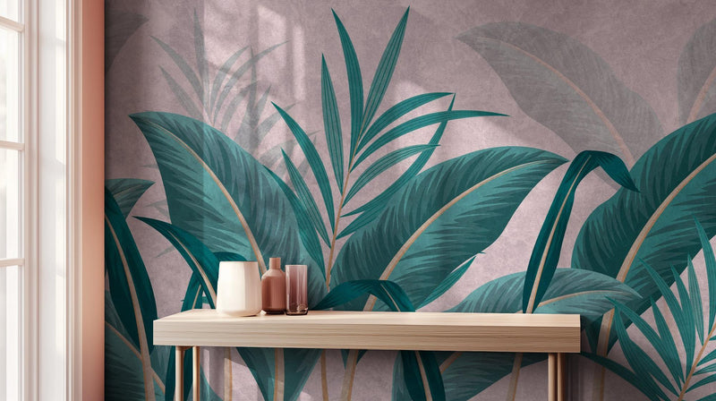 Contemporary Teal wallpaper for Living Room