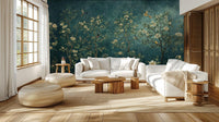 Contemporary Teal wallpaper for Living Room