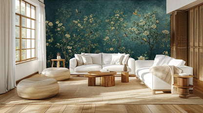 Contemporary Teal wallpaper for Living Room
