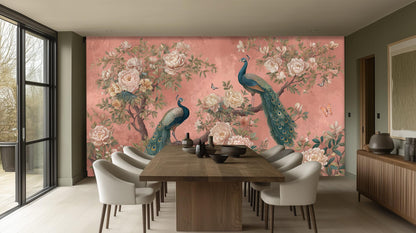 Eclectic Teal wallpaper for Dining Room