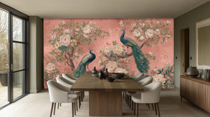 Eclectic Teal wallpaper for Dining Room