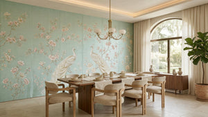Eclectic Teal wallpaper for Dining Room