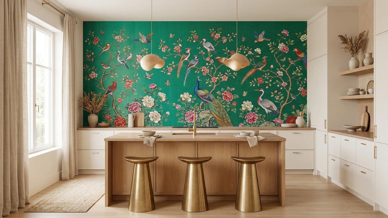 Eclectic Teal wallpaper for Kitchen