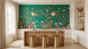 Eclectic Teal wallpaper for Kitchen