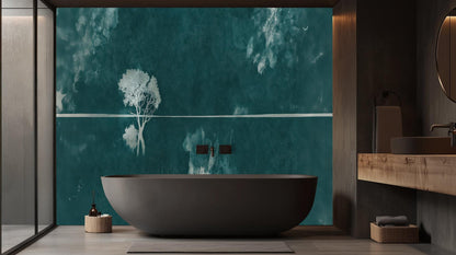 Minimalist Teal wallpaper for Bathroom