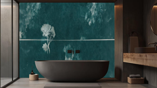 Minimalist Teal wallpaper for Bathroom