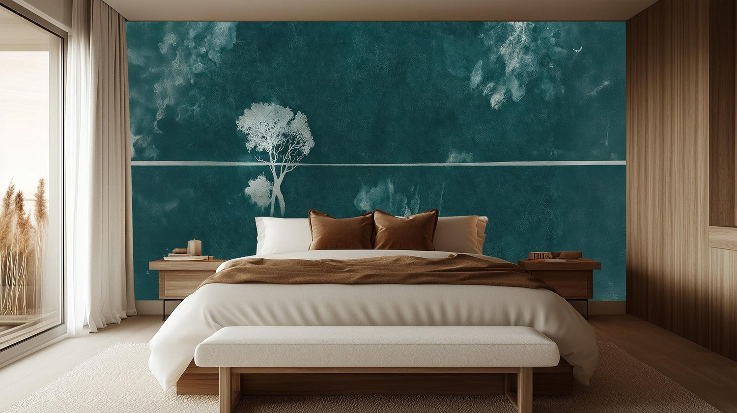 Minimalist Teal wallpaper for Bedroom
