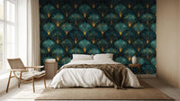 art Deco Turquoise  wallpaper for hospitality interiors