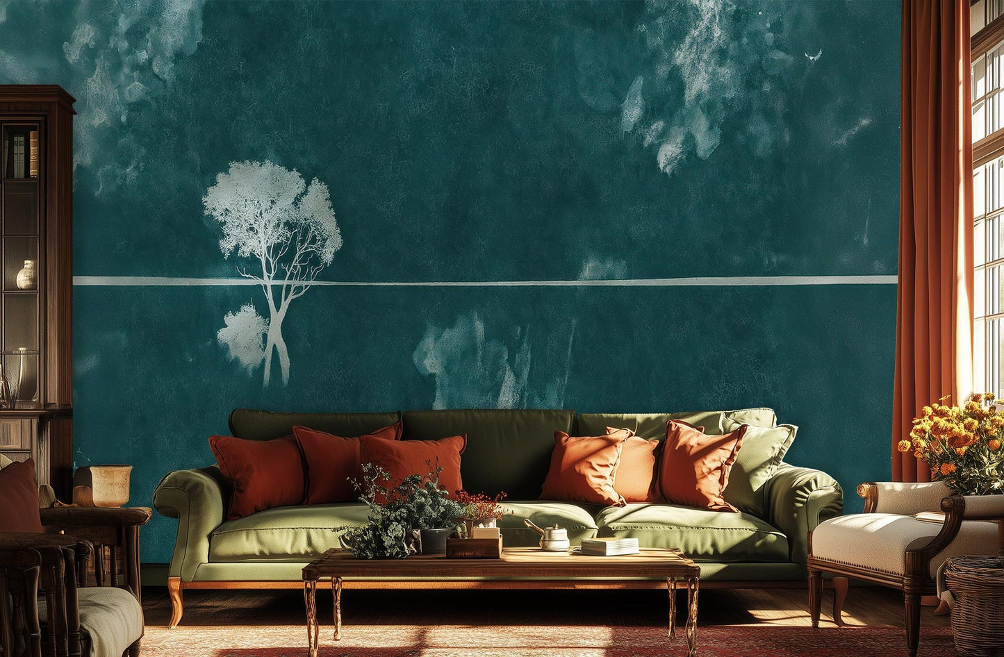 Modern Teal wallpaper for Living Room