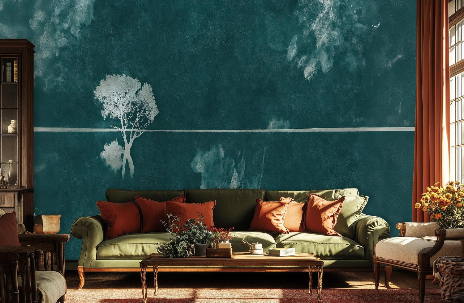 Modern Teal wallpaper for Living Room