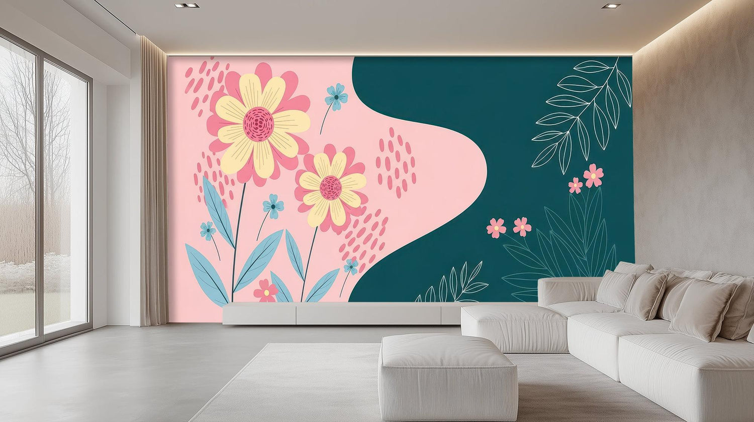 Modern Teal wallpaper for Living Room