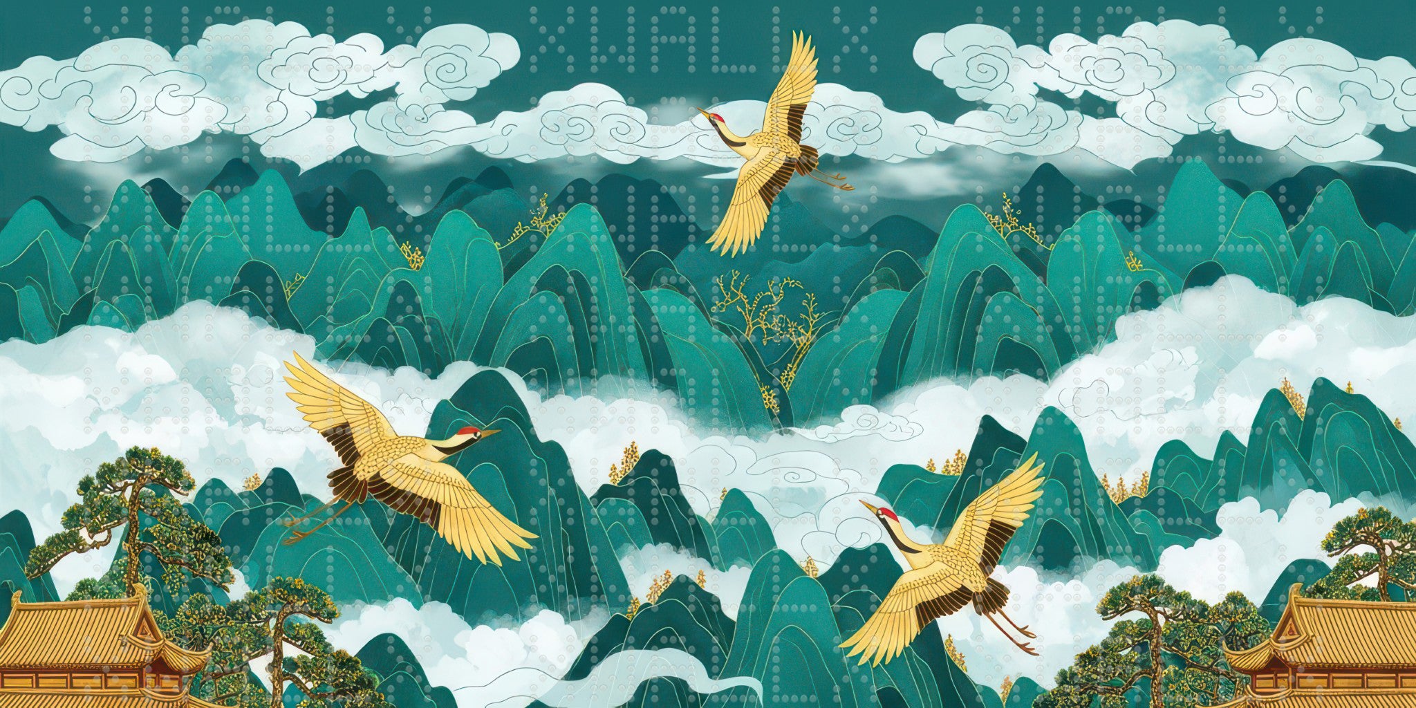 Elegant Crane and Mountain Wallpaper