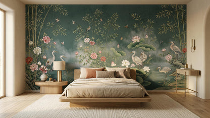 Traditional Teal wallpaper for Bedroom