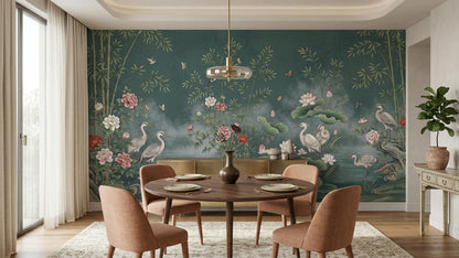 Traditional Teal wallpaper for Dining Room