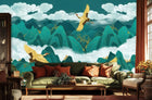 Traditional Teal wallpaper for Living Room