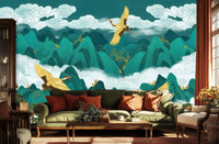 Traditional Teal wallpaper for Living Room
