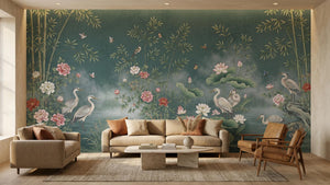 Traditional Teal wallpaper for Living Room