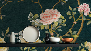 Traditional Teal wallpaper for Living Room