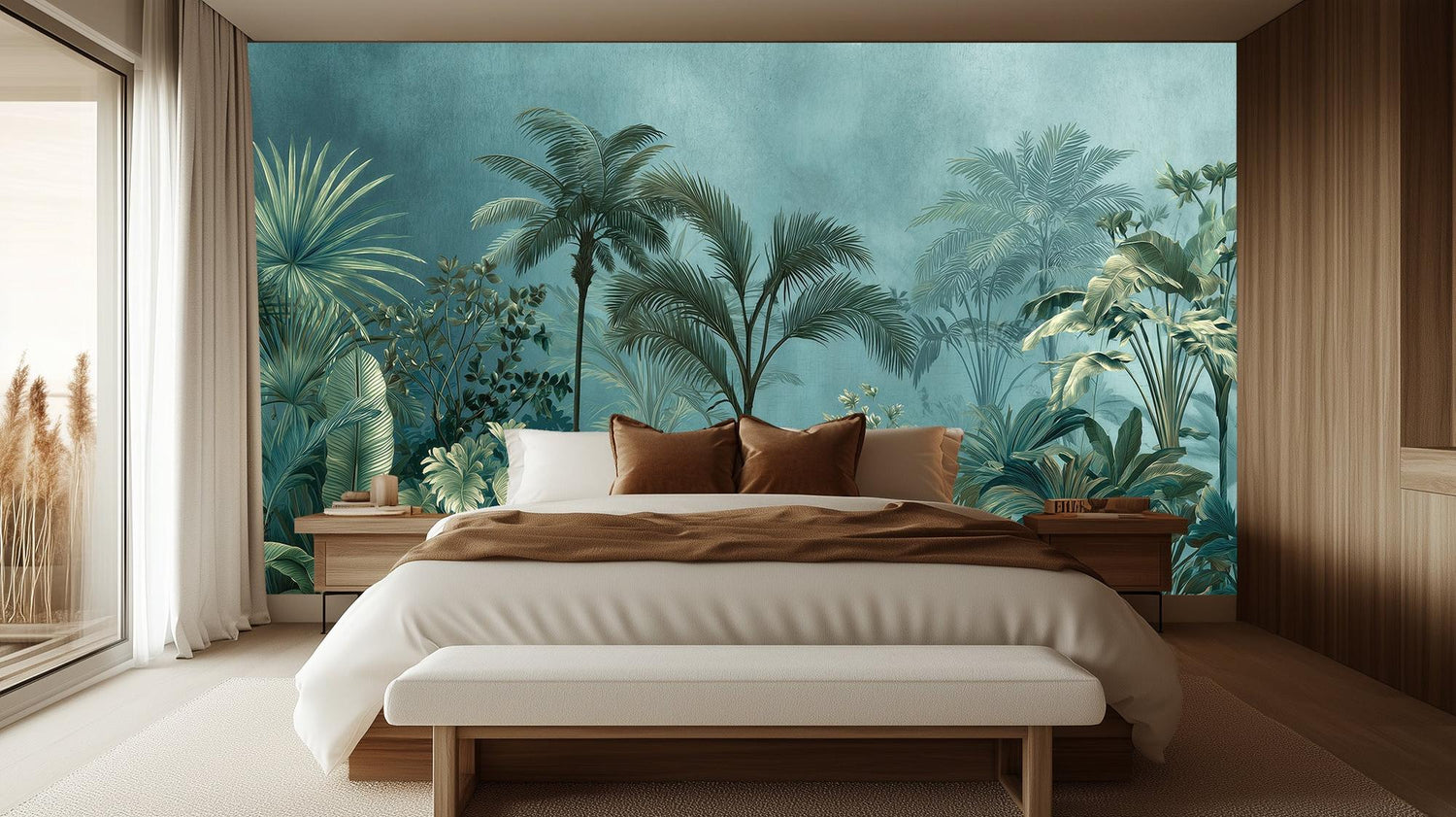 Tropical Teal wallpaper for Bedroom