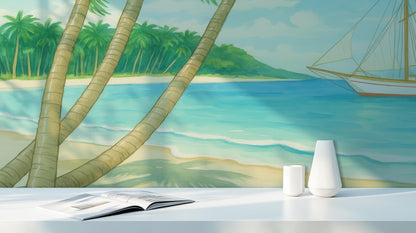 Tropical Teal wallpaper for Living Room