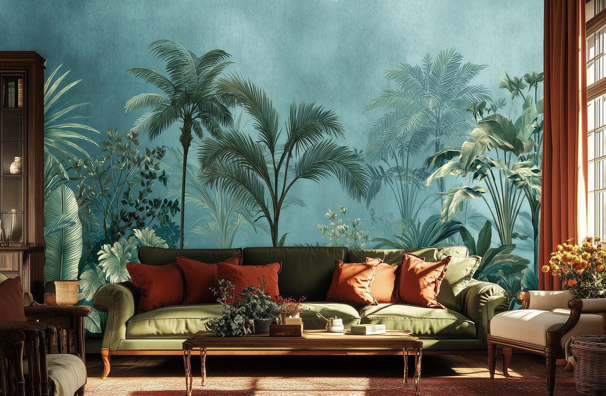 Tropical Teal wallpaper for Living Room