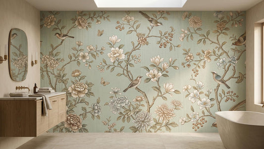 Vintage Teal wallpaper for Bathroom