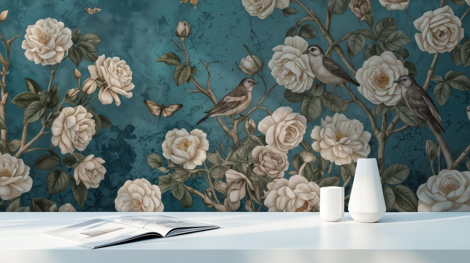 Vintage Teal wallpaper for Bedroom