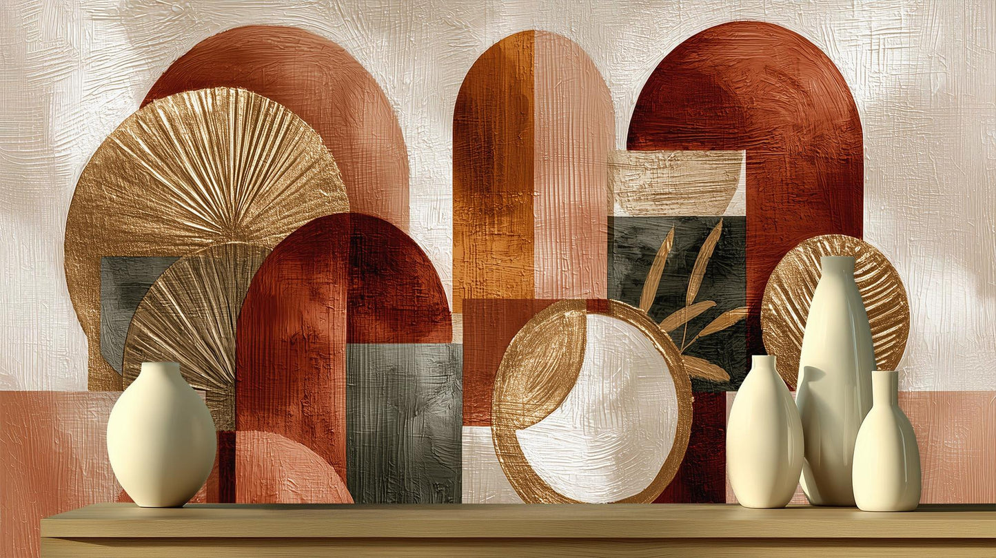 Contemporary Terra Cotta wallpaper for Living Room