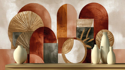 Contemporary Terra Cotta wallpaper for Living Room