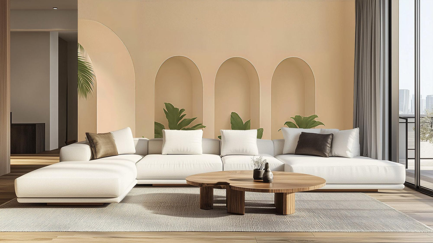 Contemporary Terracotta wallpaper for Living Room