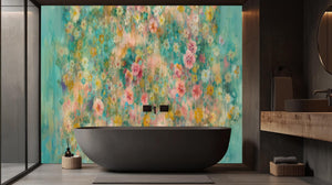 Contemporary Turquoise wallpaper for Bathroom