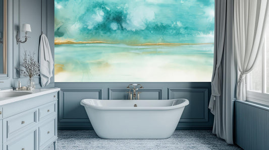 Contemporary Turquoise wallpaper for Bathroom