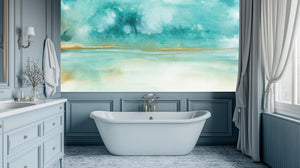 Contemporary Turquoise wallpaper for Bathroom