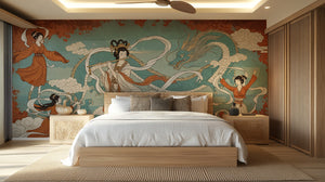 Contemporary Turquoise wallpaper for Bedroom
