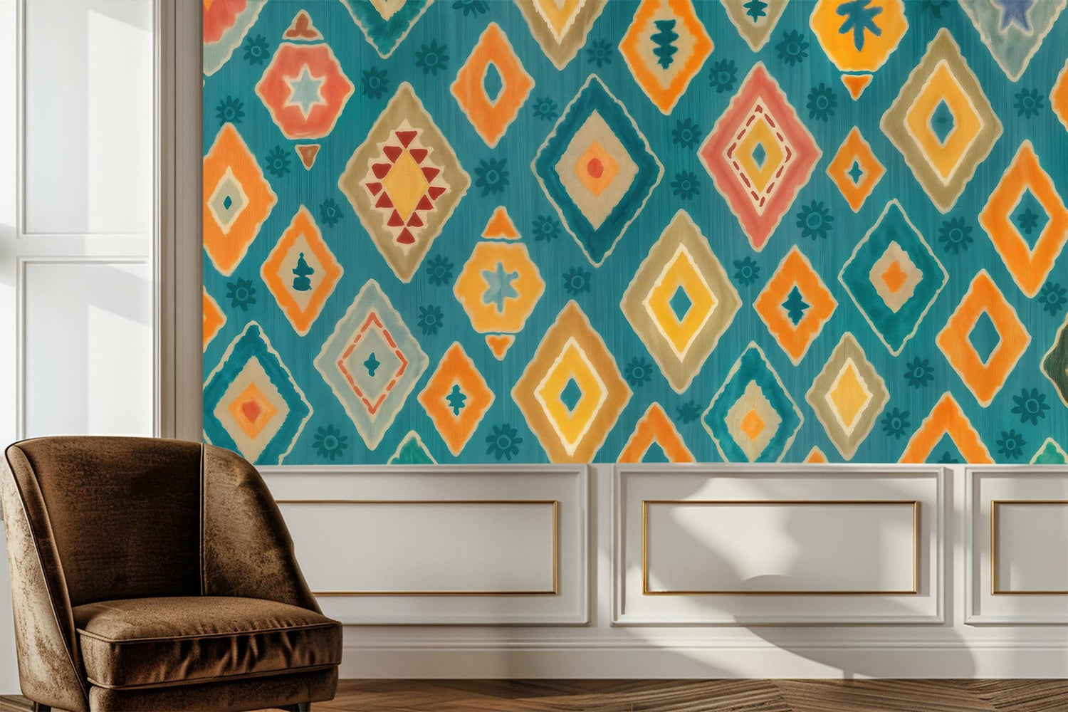 Modern Turquoise wallpaper for Living Room