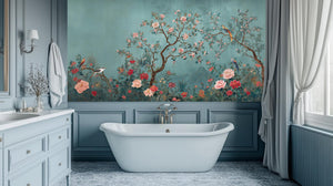 Traditional Turquoise wallpaper for Bathroom