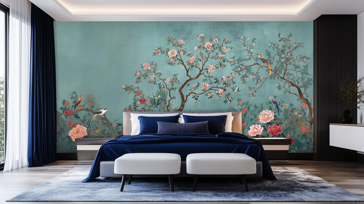 Traditional Turquoise wallpaper for Bedroom