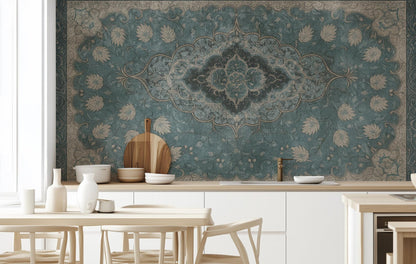 Traditional Turquoise wallpaper for Dining Room