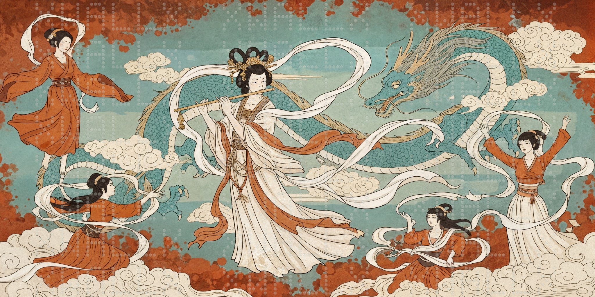 Mythical Dragon Dance Wallpaper
