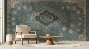Traditional Turquoise wallpaper for Living Room