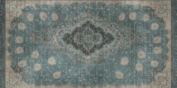 Turkuaz Floral Damask Duvar kağıdı - Sample