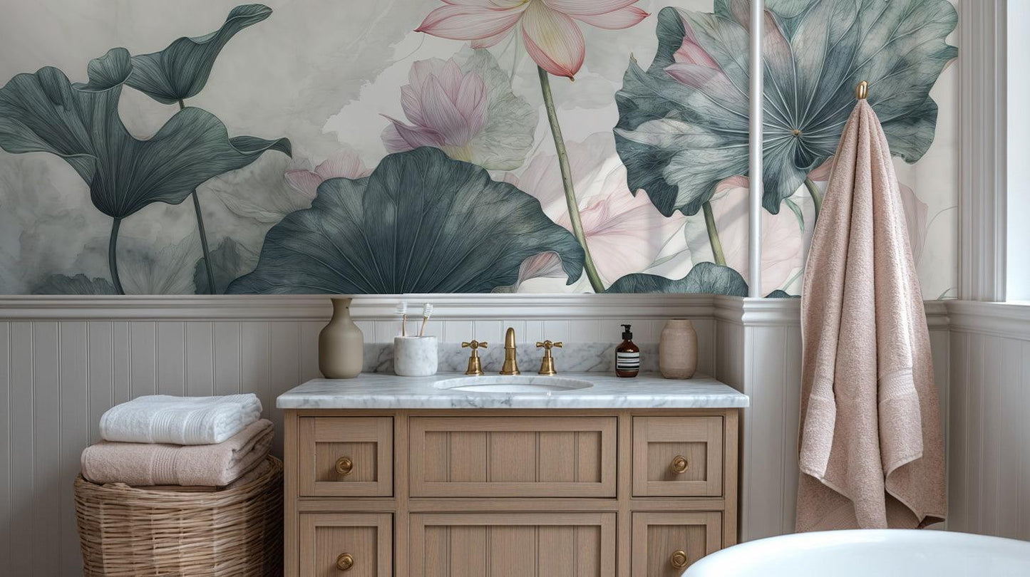 Watercolor Lotus room design - XWALLX