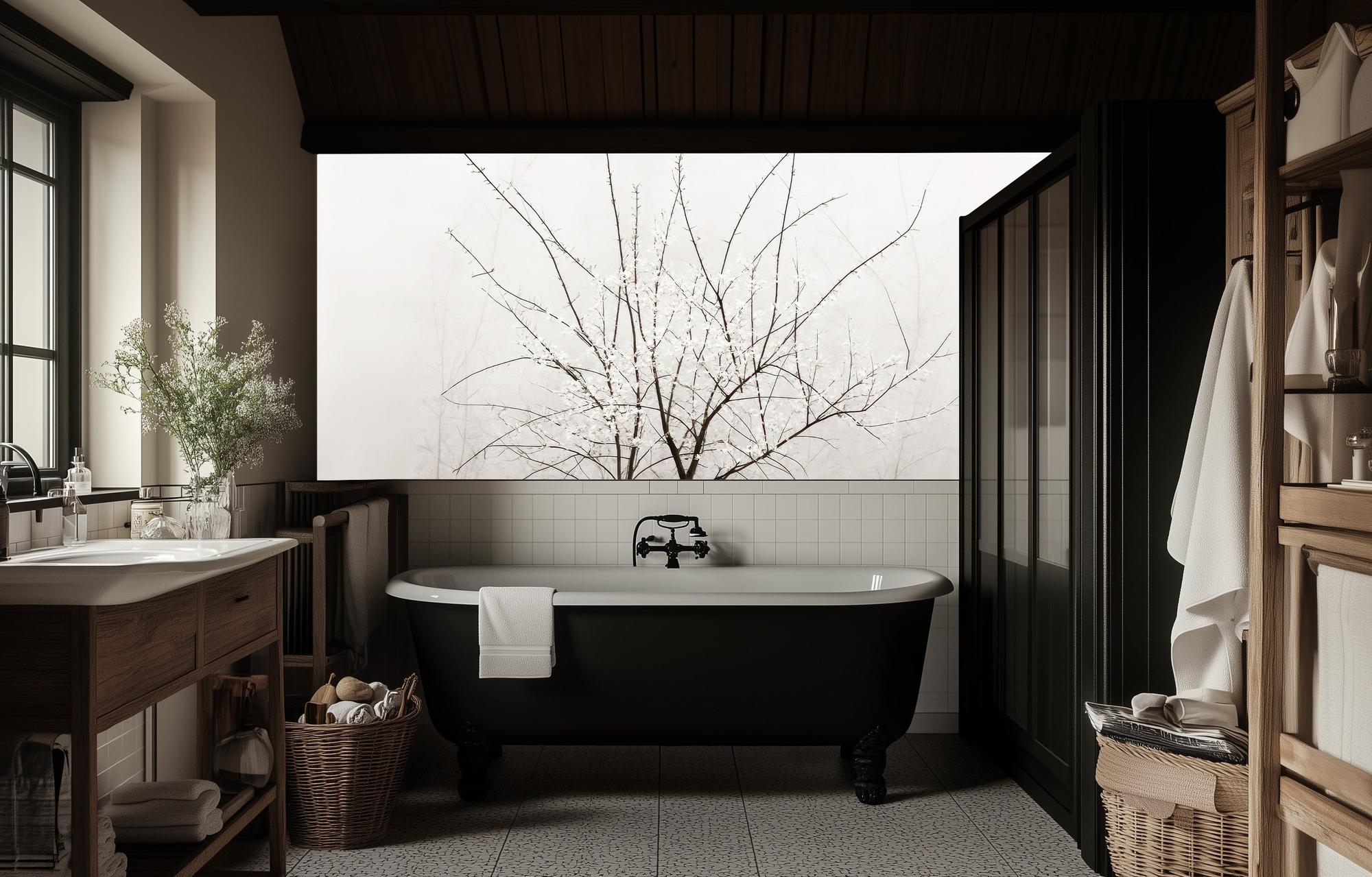 Contemporary White wallpaper for Bathroom