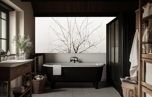 Contemporary White wallpaper for Bathroom