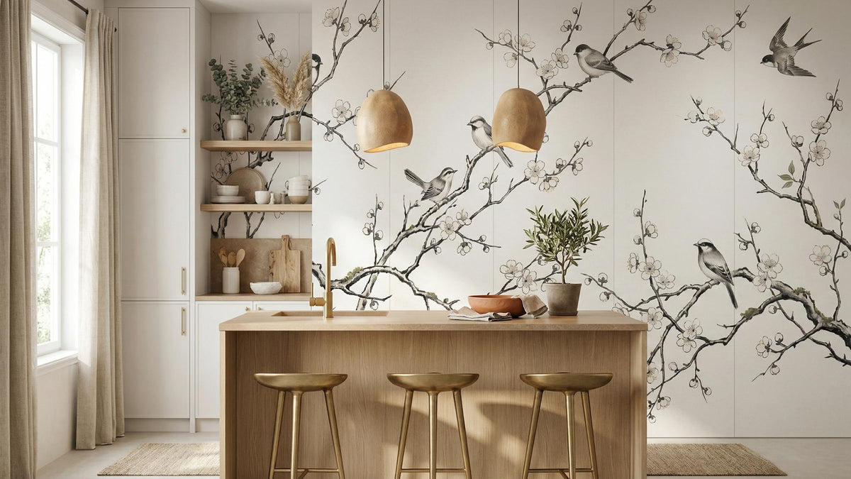 Contemporary White wallpaper for Kitchen
