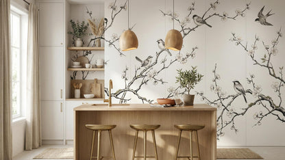 Contemporary White wallpaper for Kitchen