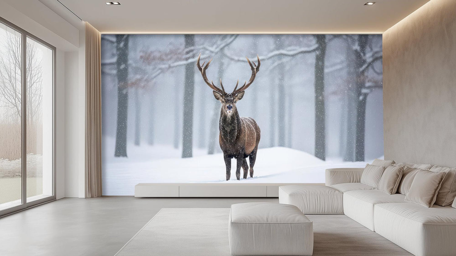 Contemporary White wallpaper for Living Room