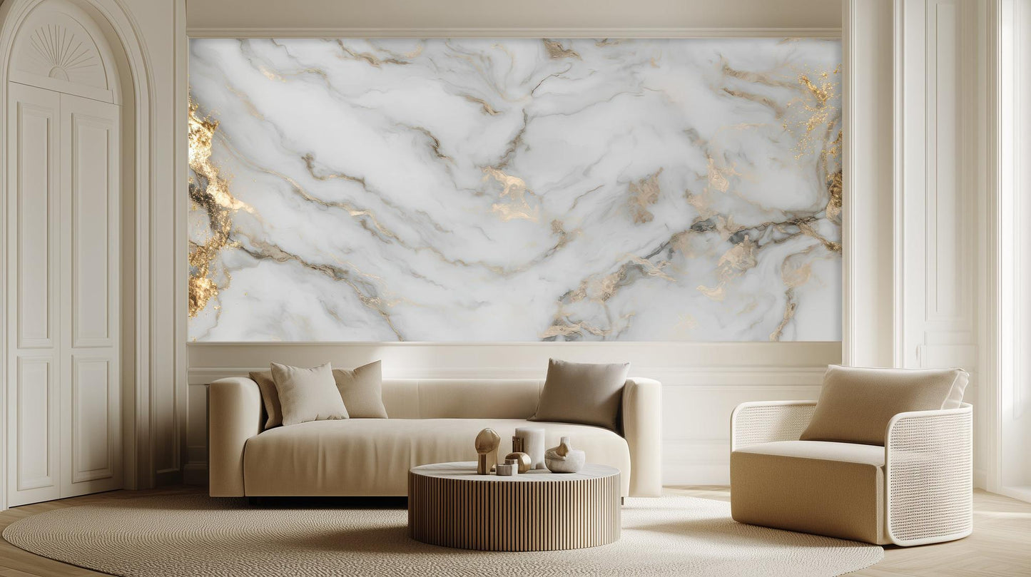 Contemporary White wallpaper for Living Room