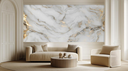 Contemporary White wallpaper for Living Room