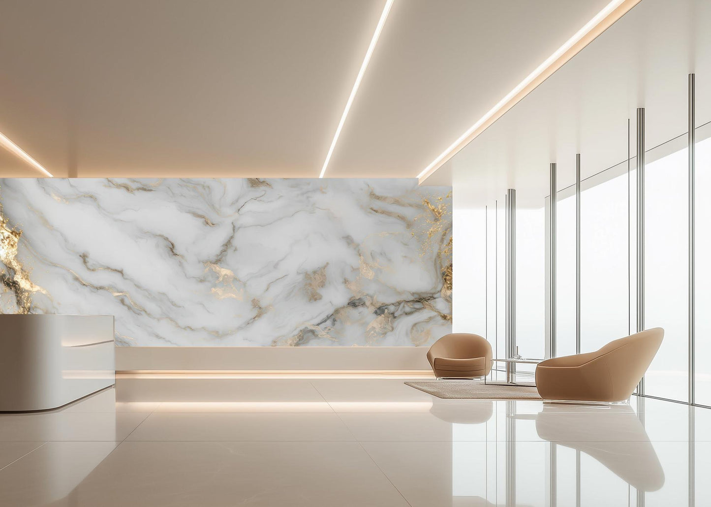Modern White wallpaper for Living Room